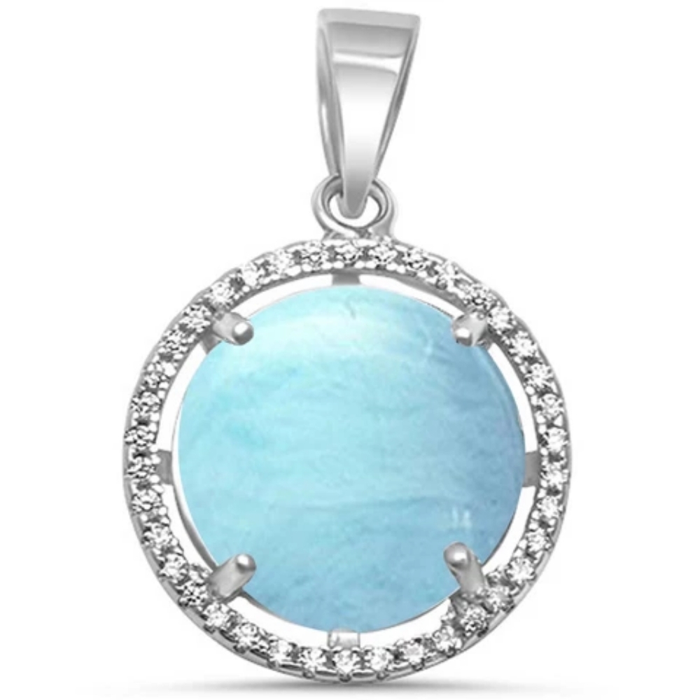 natural larimar & cubic zirconia . 925 sterling si